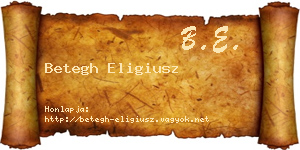 Betegh Eligiusz névjegykártya